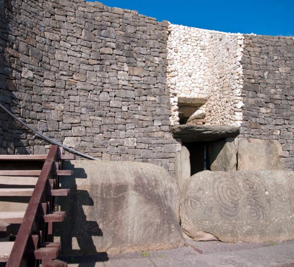 Newgrange Irish passage tomb entrance stone, Ireland.