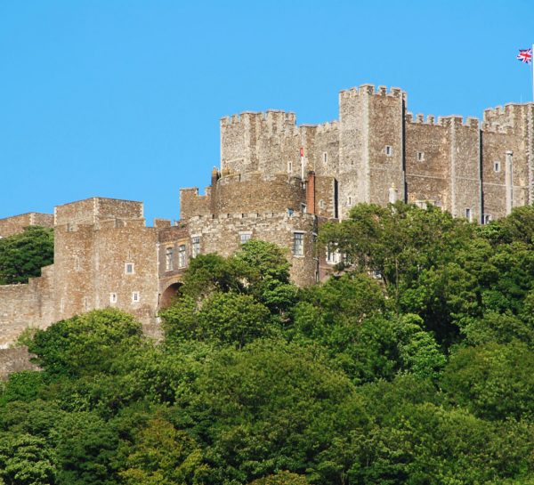 Mighty castle on the hill above Dover, United Kingdom