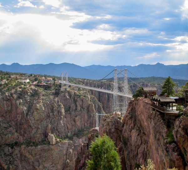 A view of the Royal Gorge Bridge from the side of the visitors center.